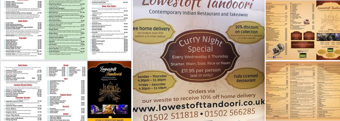 Lowestoft Tandoori Menu