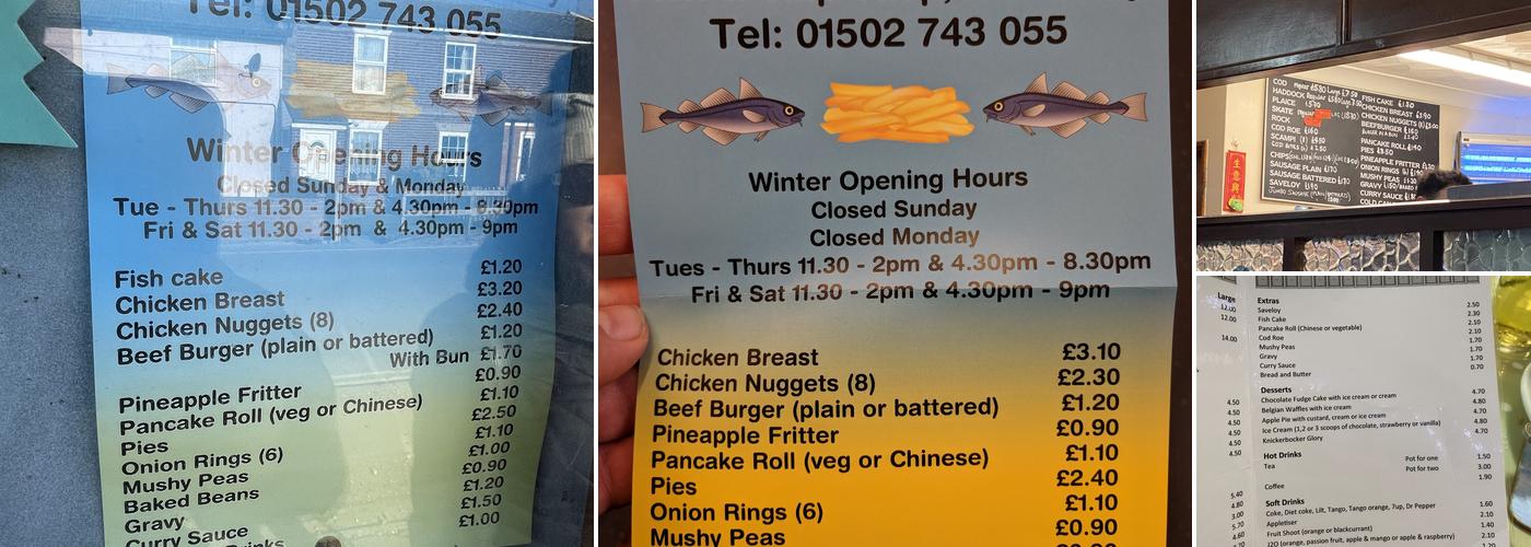 Beach Fish & Chip Shop Menu