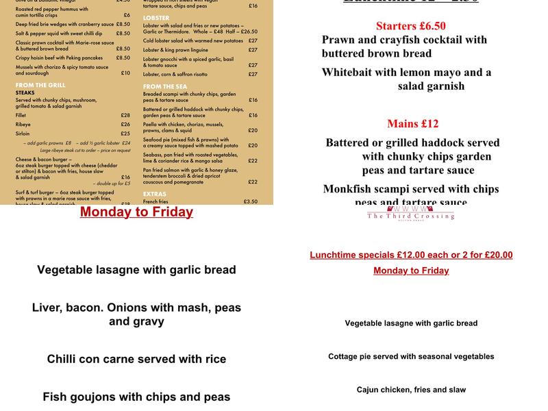 The Third Crossing Menu