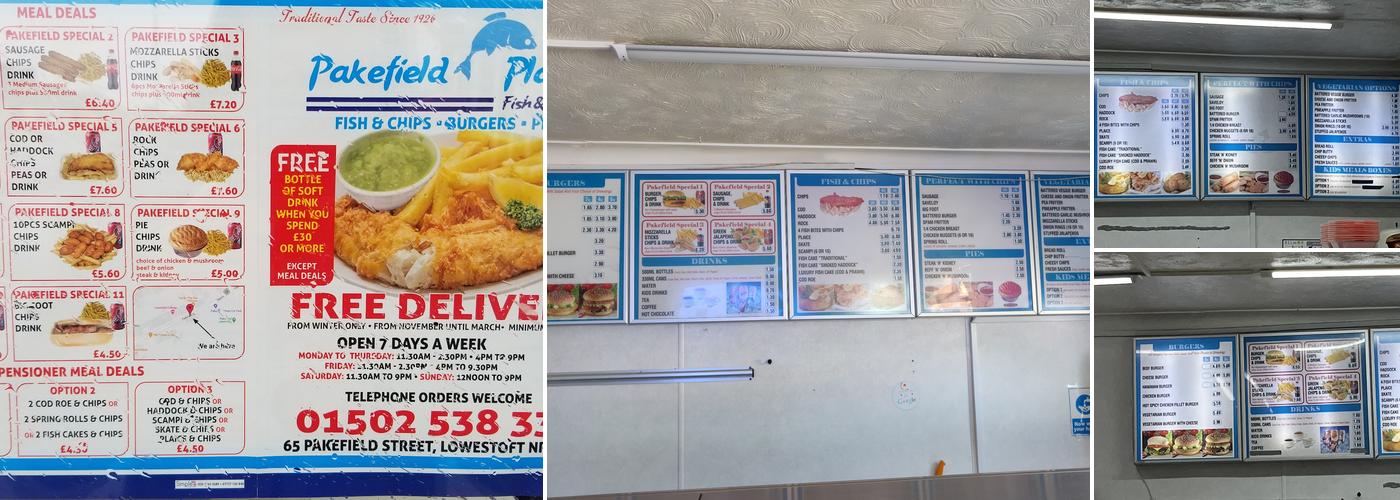 Pakefield Plaice Menu