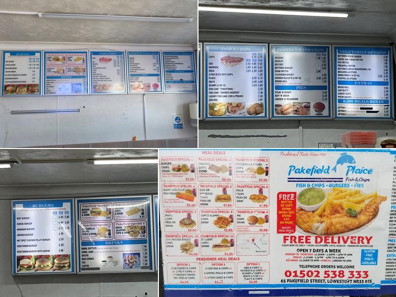 Pakefield Plaice Menu