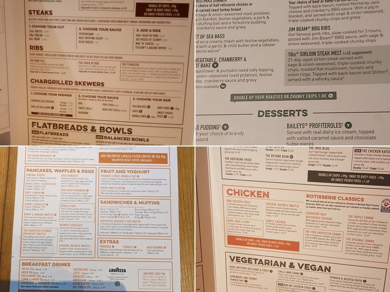 Harvester Potters Kiln Lowestoft Menu
