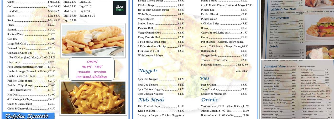 Dolphin fish bar and restaurant Menu