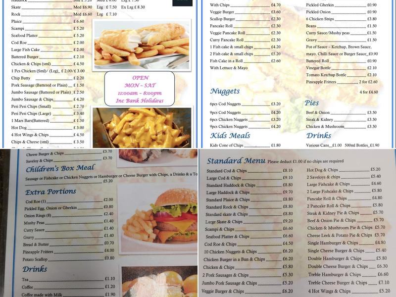 Dolphin fish bar and restaurant Menu