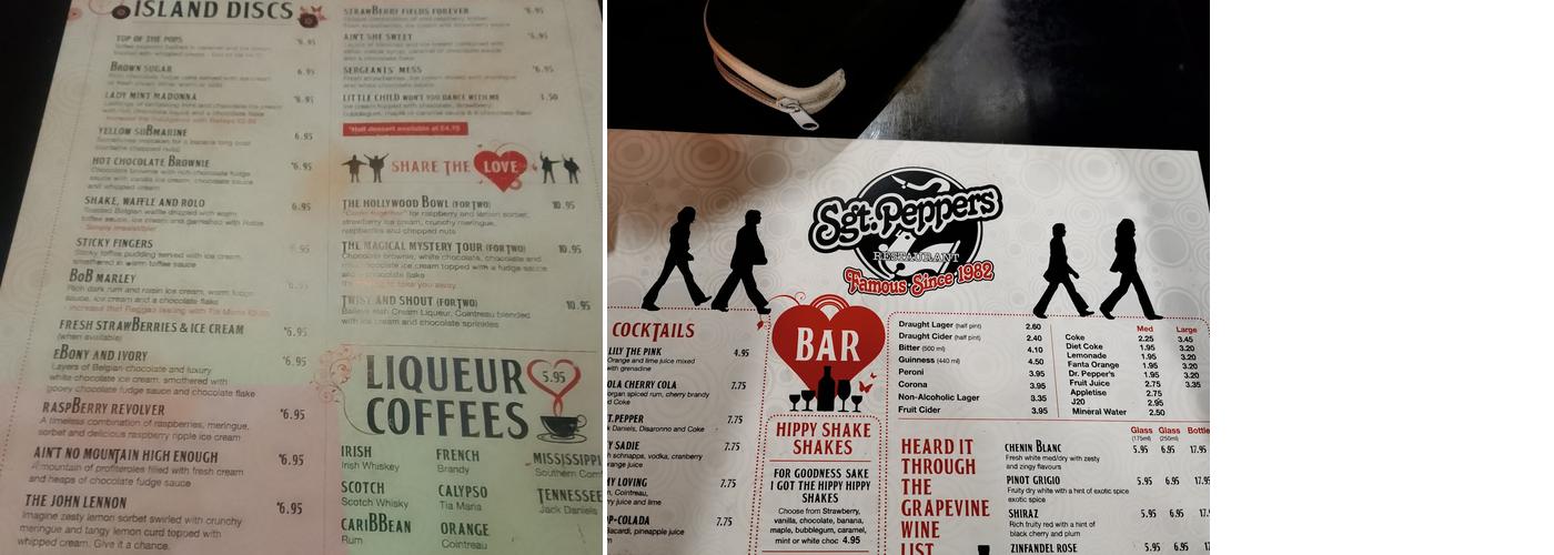 Sgt. Peppers Menu
