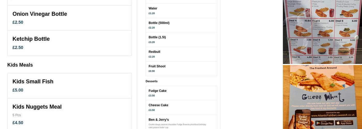 Atlantic Fish Bar Menu