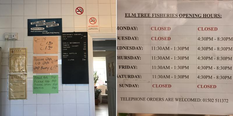 Elmtree Fisheries Menu