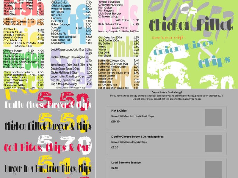 Amanda's Chippy Menu