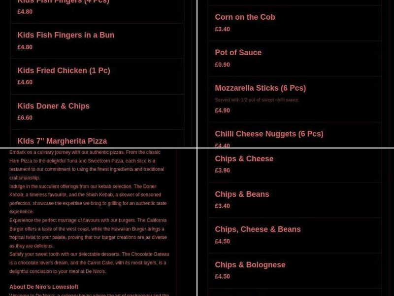 De Niro's Menu