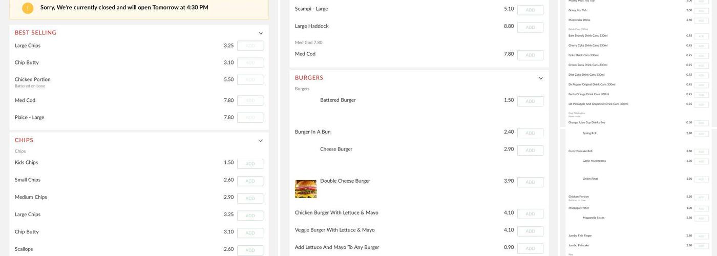 Hollingsworth Road Fish & Chip Shop Menu