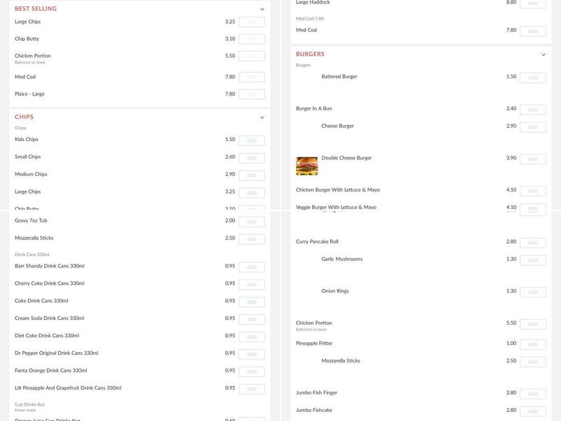 Hollingsworth Road Fish & Chip Shop Menu