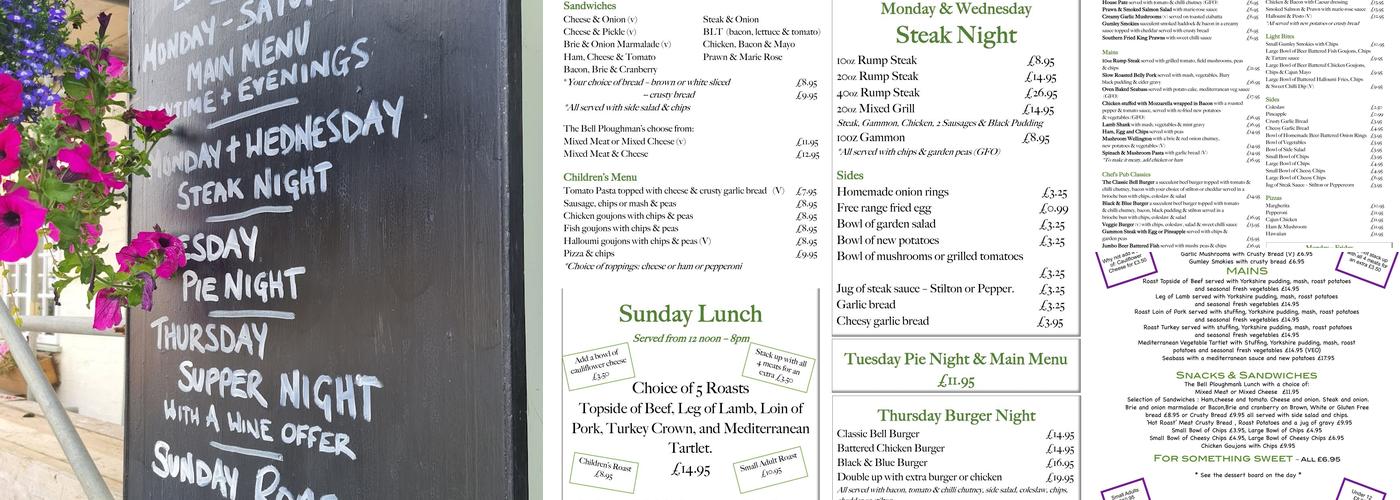 The Bell Inn Menu