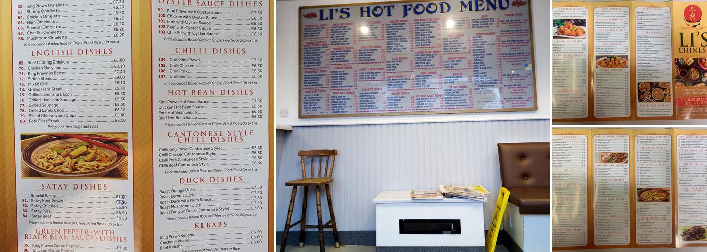 Li's Chinese Take Away Menu