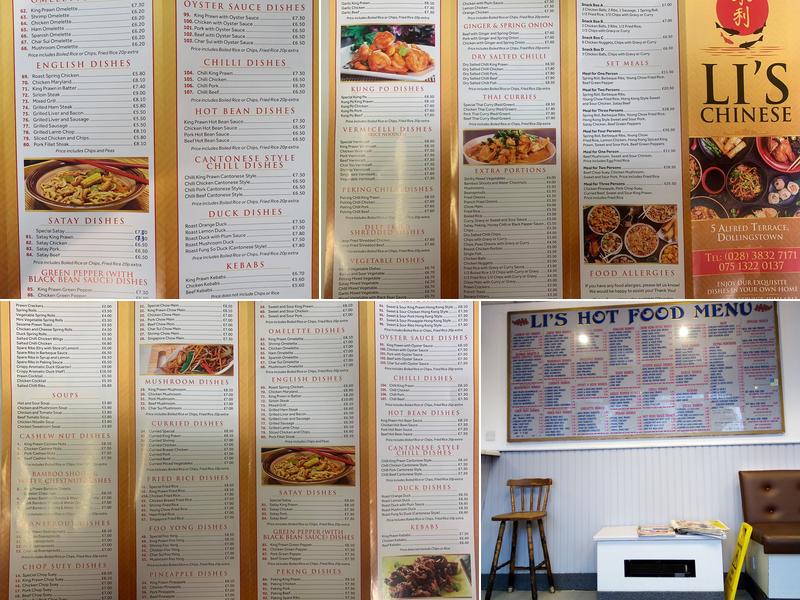 Li's Chinese Take Away Menu