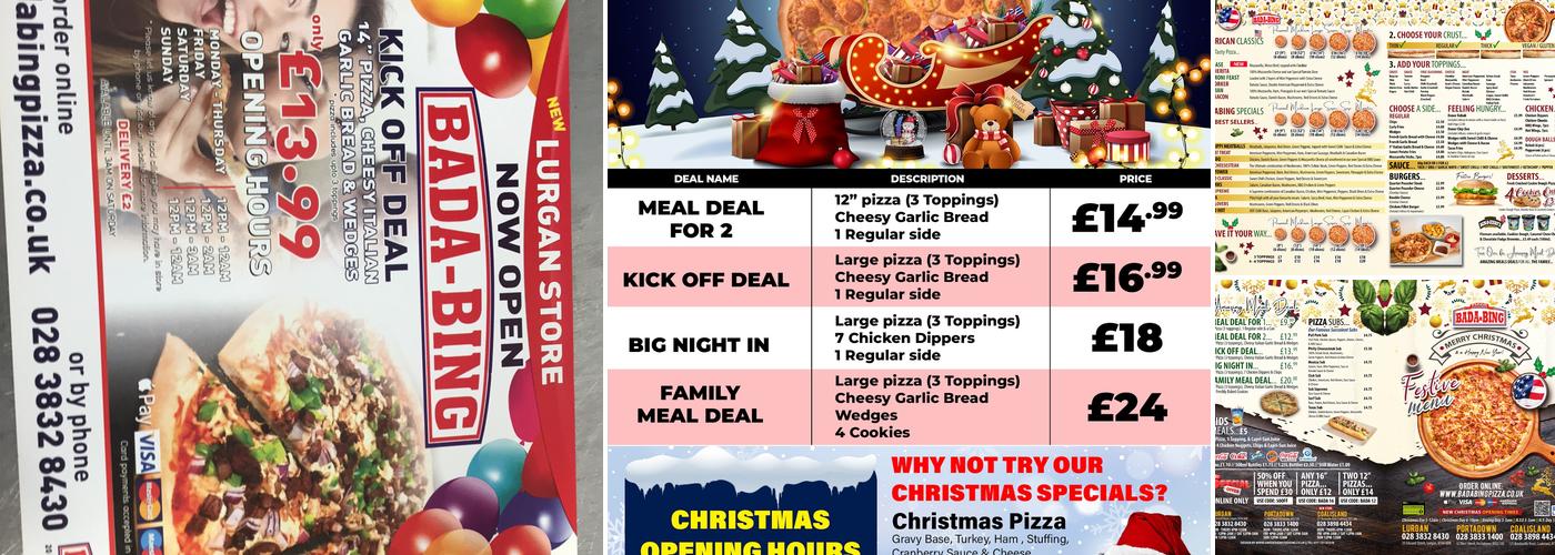 Bada Bing Pizza Menu