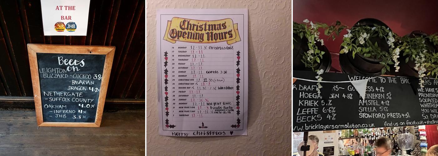 Bricklayers Arms Menu