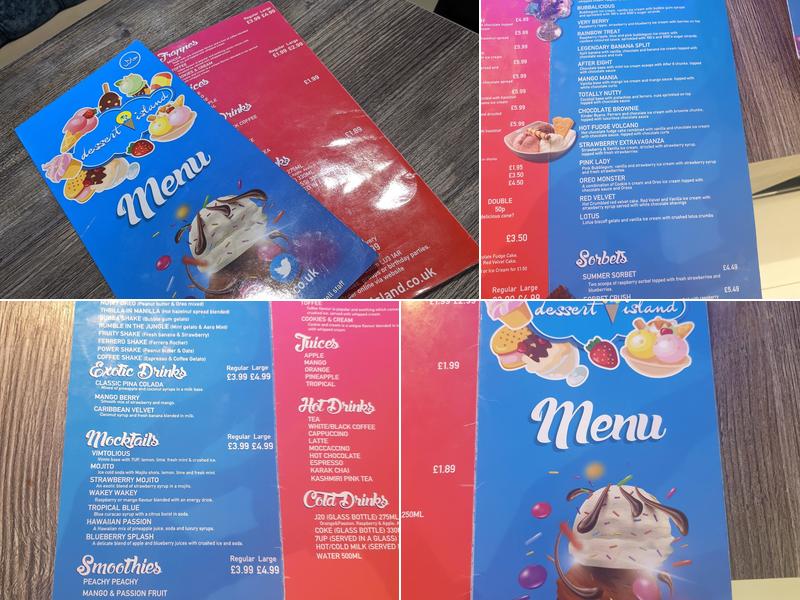 Dessert Island Menu