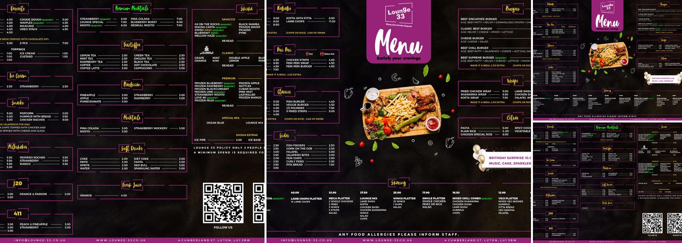 Lounge 33 of Luton Menu