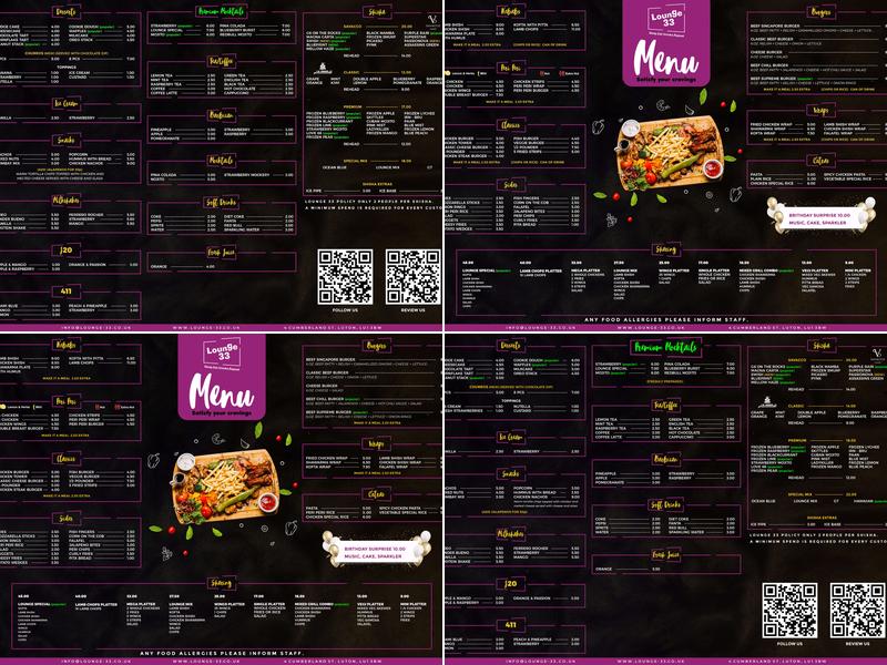 Lounge 33 of Luton Menu