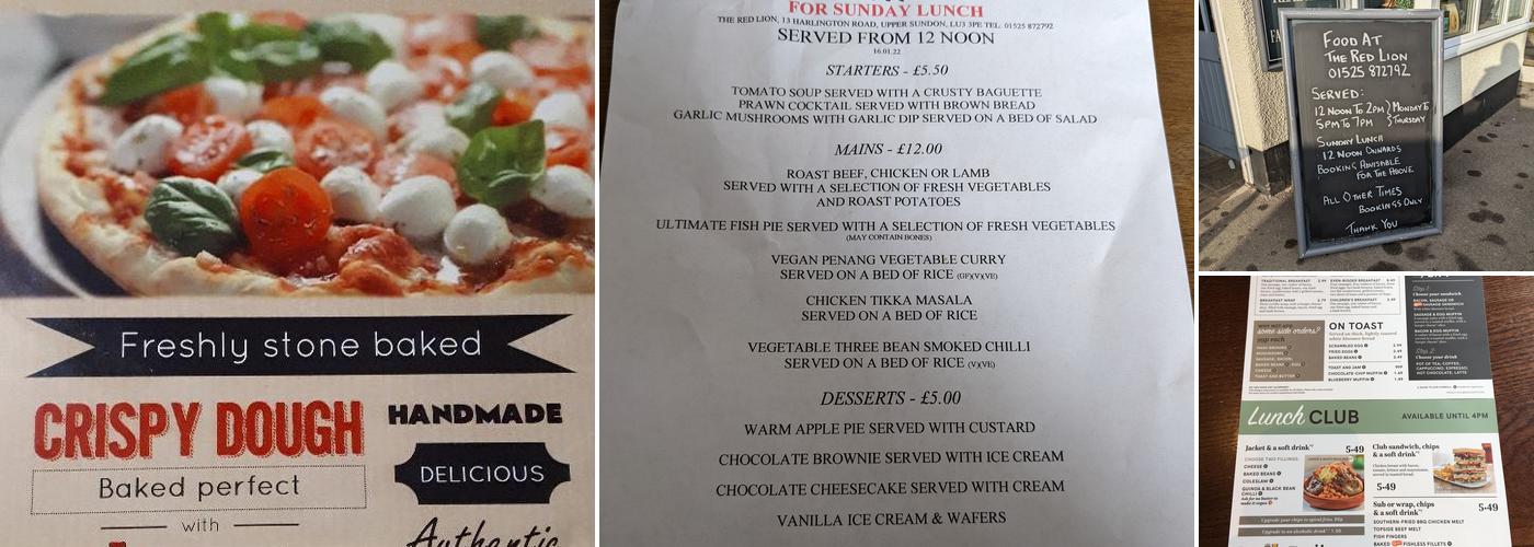 The Red Lion, Sundon Menu