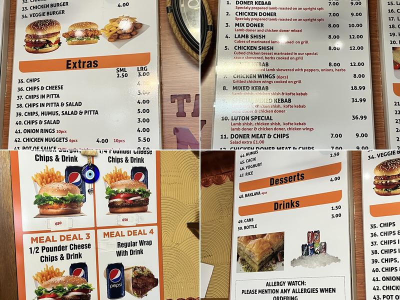 Luton Doner Menu