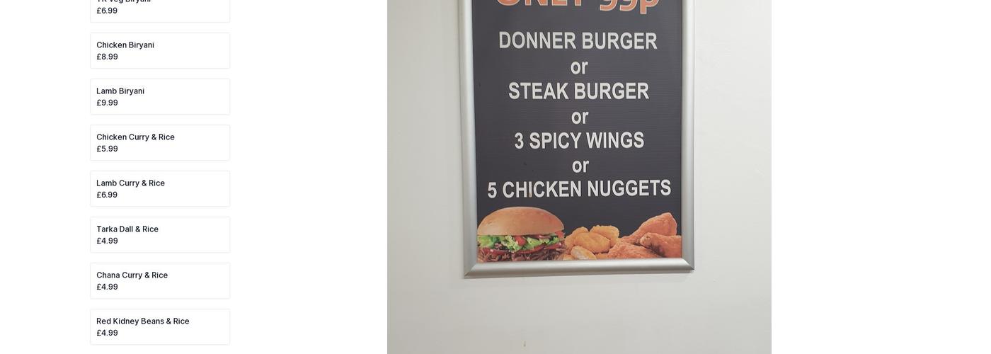 Taste of Kashmir Menu