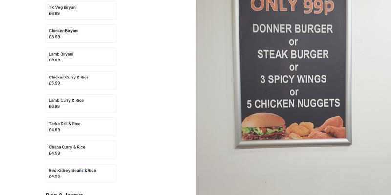 Taste of Kashmir Menu