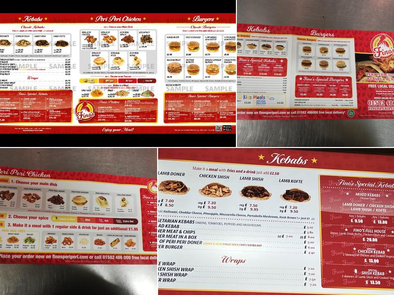 Fino's Menu