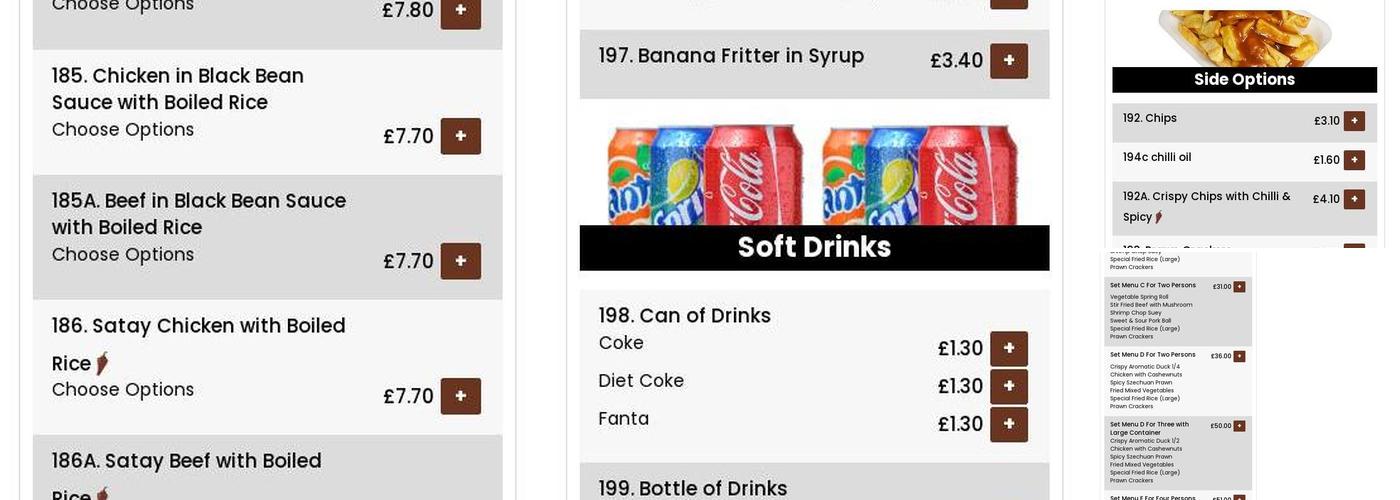 Welcome Chinese Take Away Menu