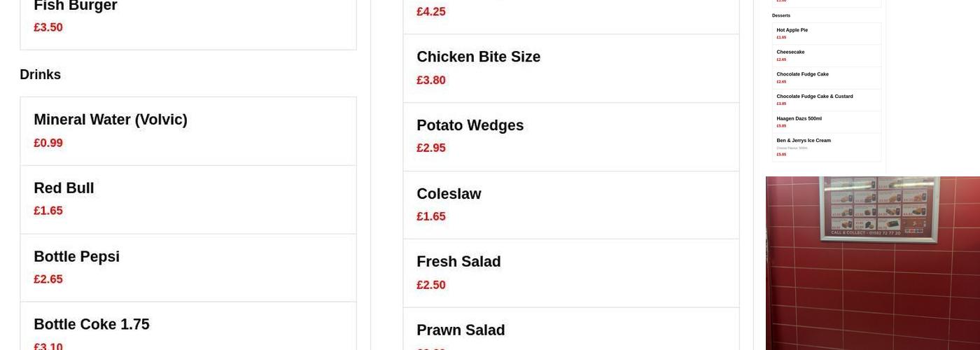 Pizza & Chicken Time Menu