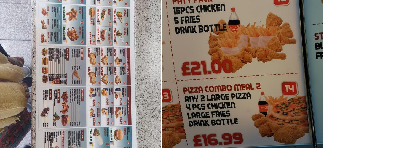 Riddy Lane Peri Peri Menu