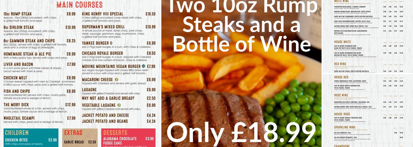 King Henry's Taverns Menu