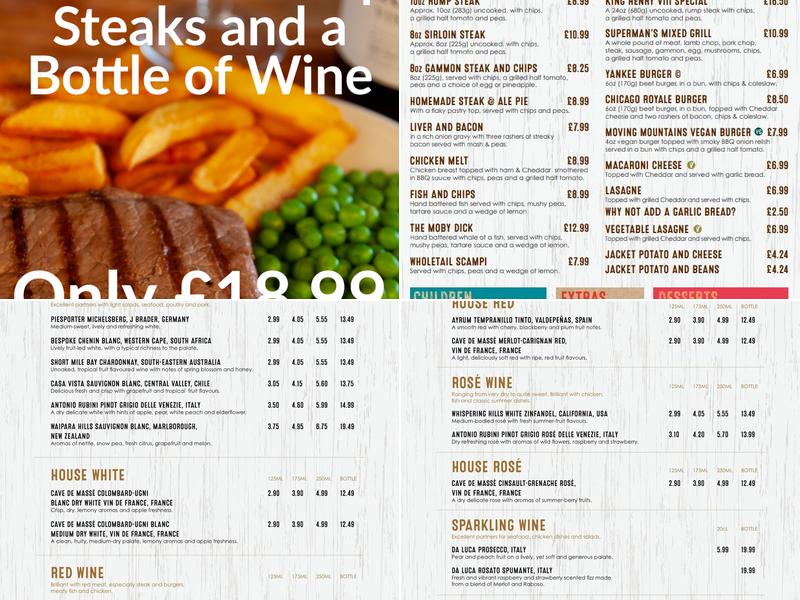 King Henry's Taverns Menu