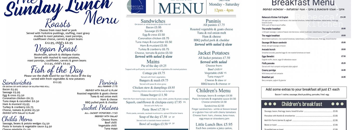 Rebecca Louise Catering Menu