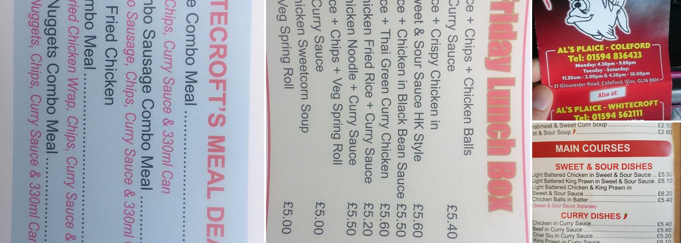 Whitecroft Chinese Takeaway Menu