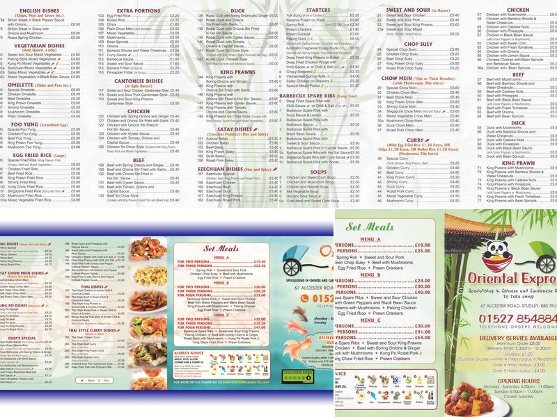Oriental Express Menu