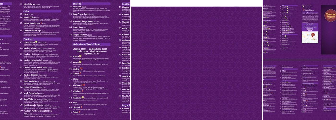 Monsoori Heights Menu