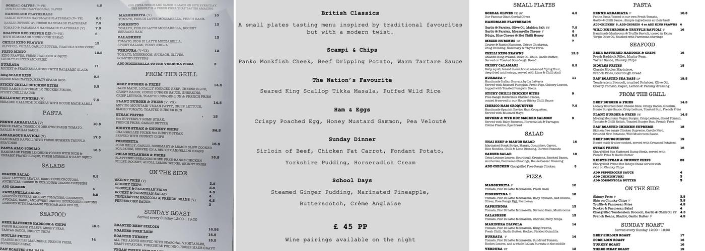 Eighteen The Cross Menu