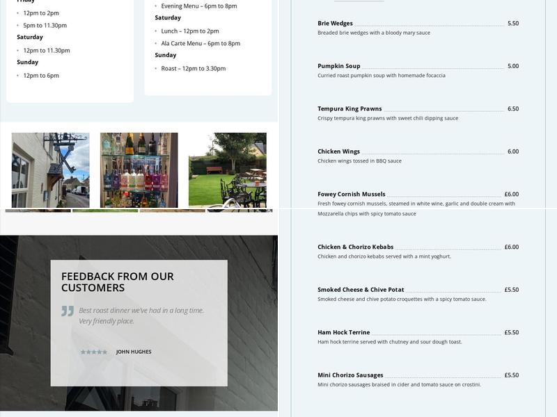 The Cross Keys Inn Menu