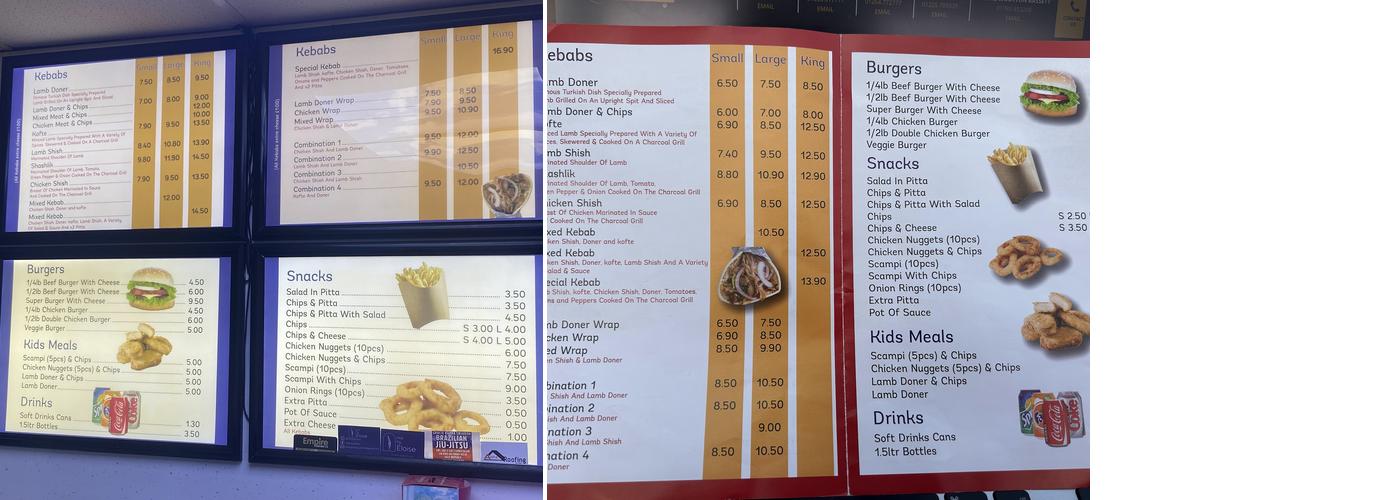 Lyneham Kebab House Menu
