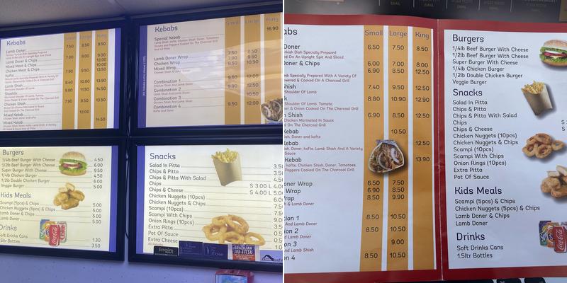 Lyneham Kebab House Menu