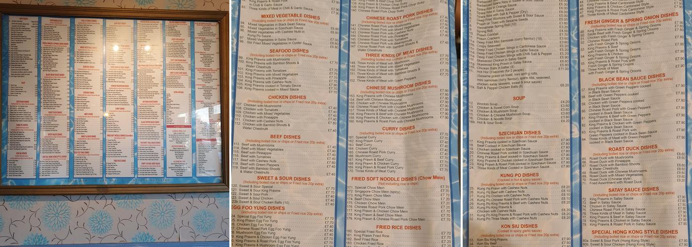 Riverside Chinese Takeaway Menu