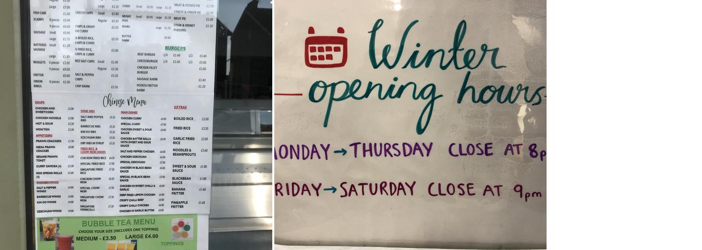 Ansdell Fisheries Menu