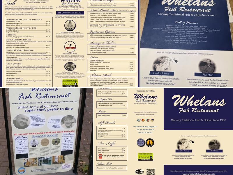 Whelan's Fish & Chips. Menu