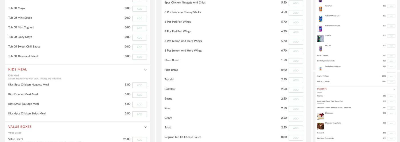 Cousins Takeaway Menu