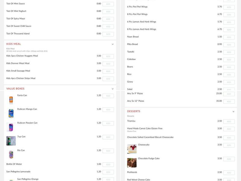 Cousins Takeaway Menu