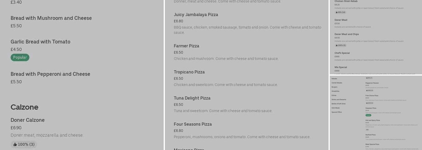 Turkish Delight Menu