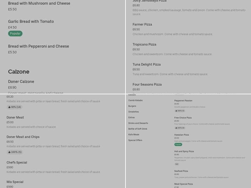 Turkish Delight Menu