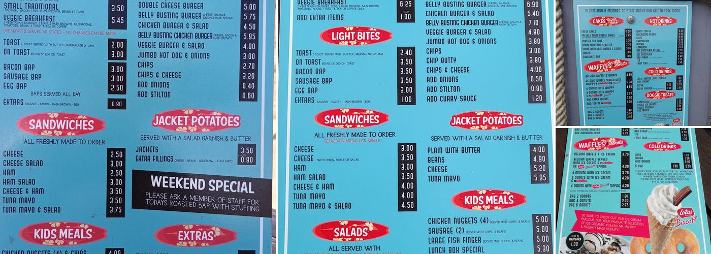 Seaview Café and Beach Shop Menu