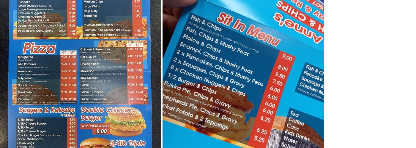 St. Anne's Fish & Chip Takeaway Menu